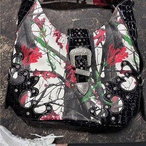 Floral Black and White Women's Bag